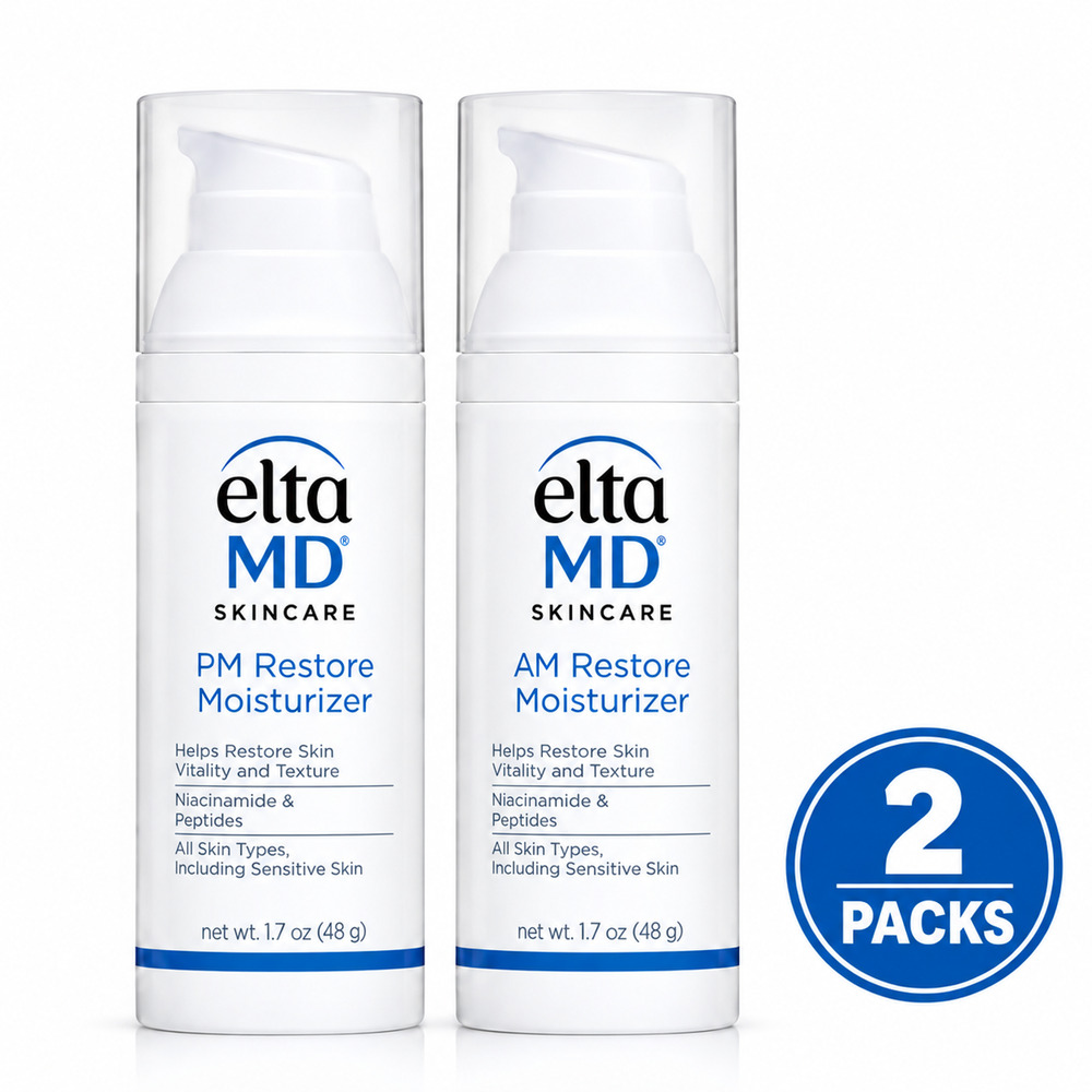 EltaMD AM Restore + PM Restore Moisturizer Duo 1.7 oz 48g Each 2 Pack